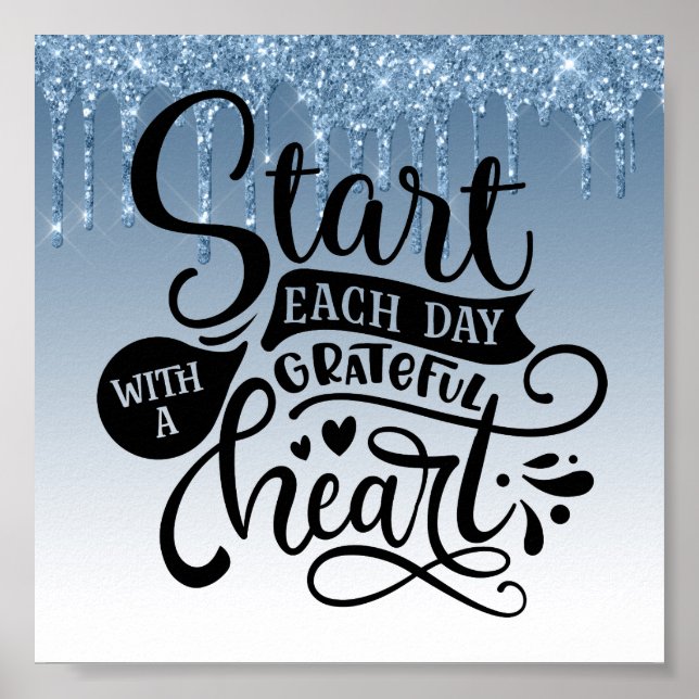 Poster de aspas inspiracionais com brilho azul (Frente)