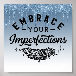 Poster de aspas inspiracionais com brilho azul