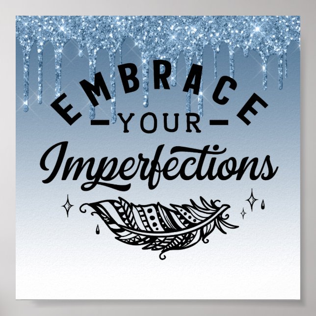 Poster de aspas inspiracionais com brilho azul (Frente)