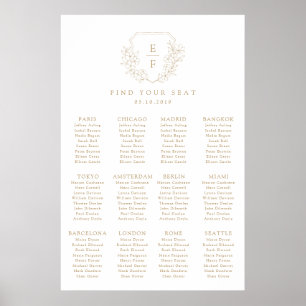 Poster de Assento Mínimo Dourado do Flor de Cereja