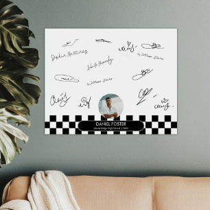 Poster de Assinatura de Graduação de Foto em Preto