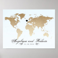 Poster de Assinatura de Guest do Mapa Mundial Azul