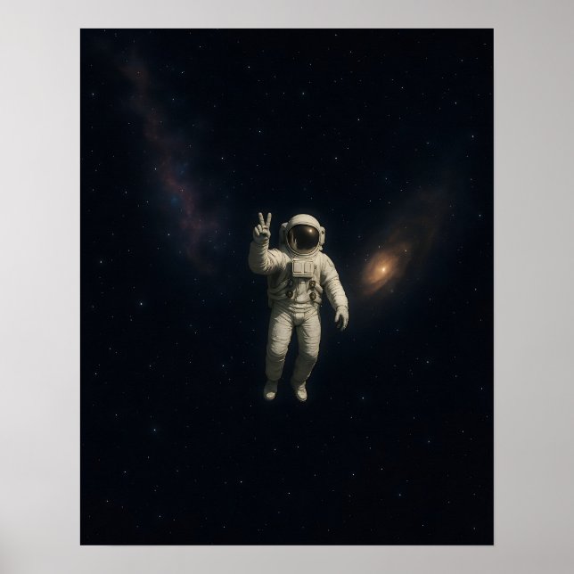 Poster de Astronauta Flutuando no Espaço (Frente)