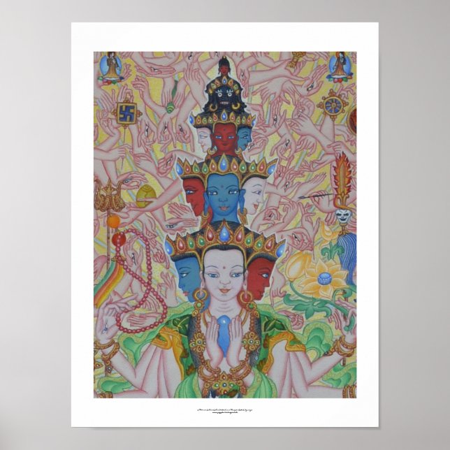 Poster de Avalokiteshvara Mil-Armados (detalhe) (Frente)