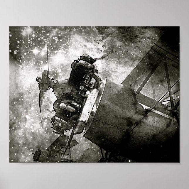 Poster de avião B&W da Guerra Galáctica (Frente)