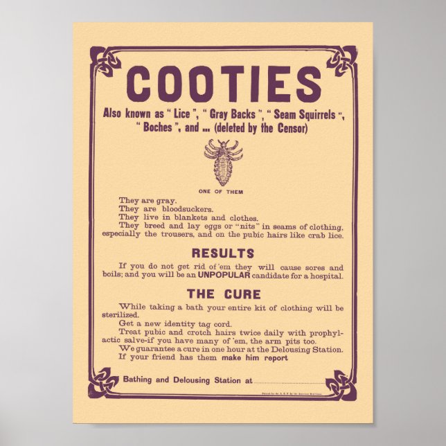 Poster de Aviso de Cootie - Impressão Médico de Vi (Frente)