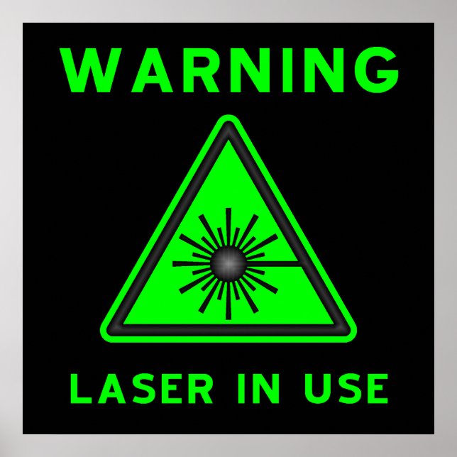 Poster de aviso de laser verde e preto (Frente)