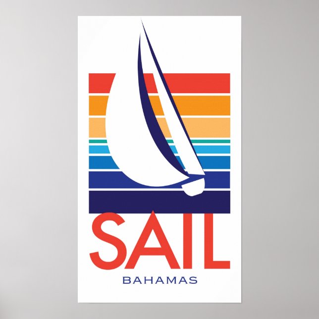 Poster de Bahamas de Quadrado de Cor do Barco (Frente)