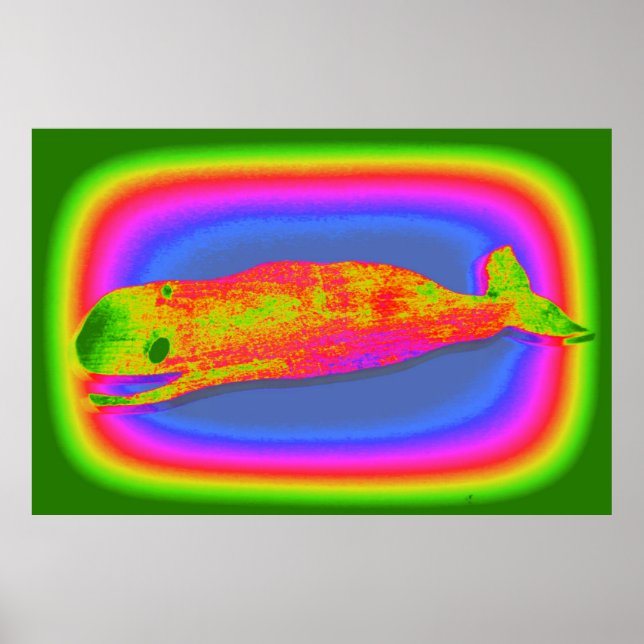 poster de baleia psicodélica sorridente (Frente)