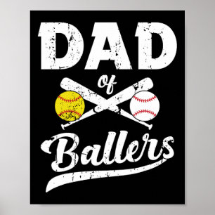 Poster De Ballers De Pai De Beisebol E De Jogador De Soft