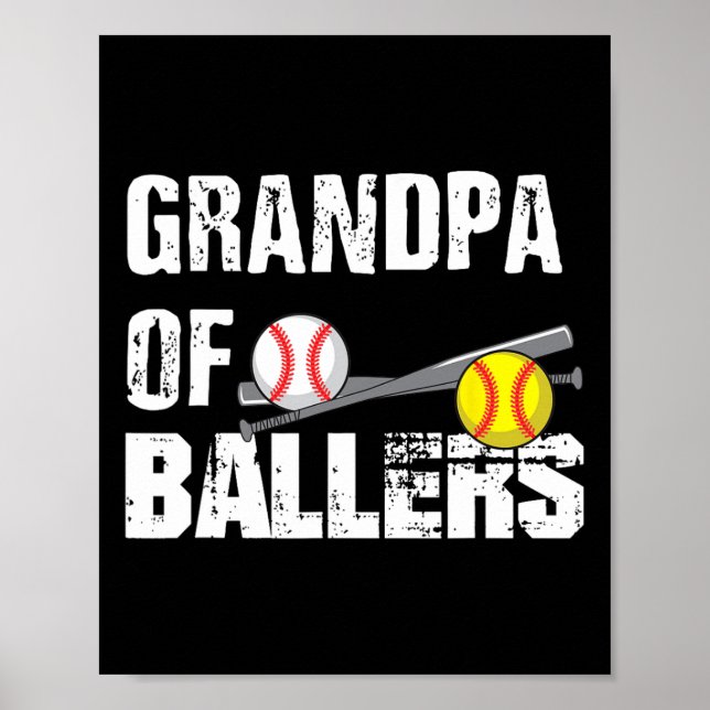 Poster De Ballers Funny Baseball Softball Dia de os pais  (Frente)