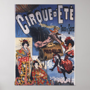 Poster de Balões de Ar Quente e Mulheres Japonesas