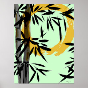 Poster de bambu de Sun do zen