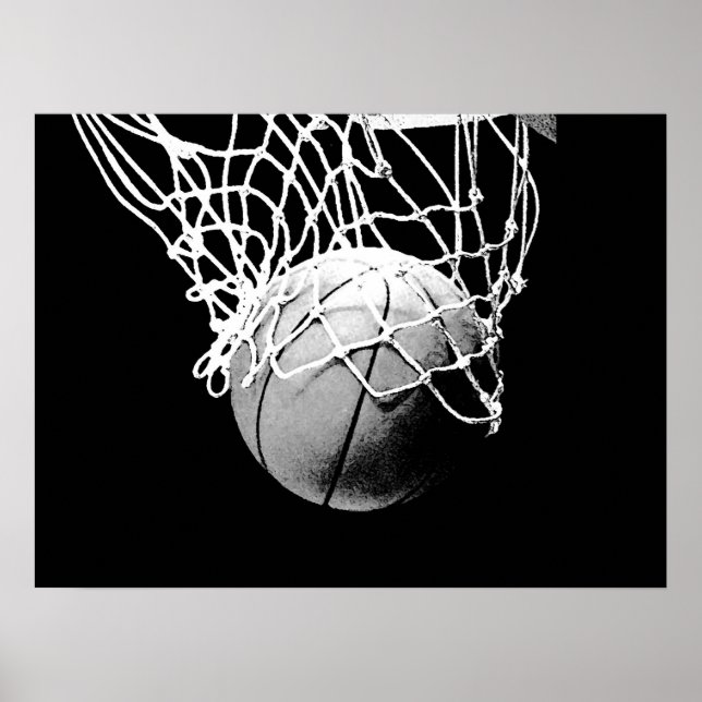 Poster de Basquete Branco Negro (Frente)