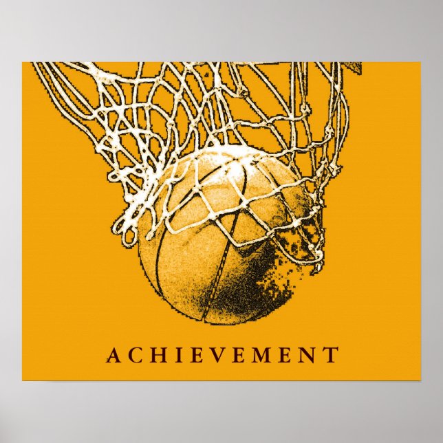 Poster de basquete desportivo de sucesso amarelo (Frente)