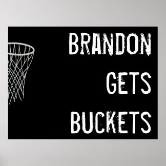 Poster de basquete preto-e-branco personalizado