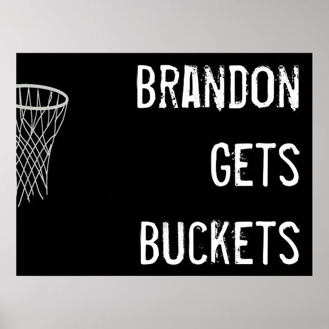 Poster de basquete preto-e-branco personalizado (Frente)