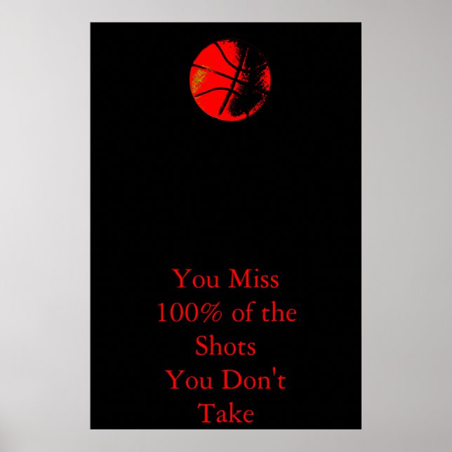 Poster de basquete vermelho preto de cotação motiv (Frente)