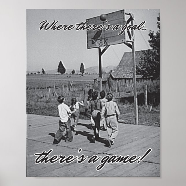Poster de basquetebol de jardim de vinda (Frente)
