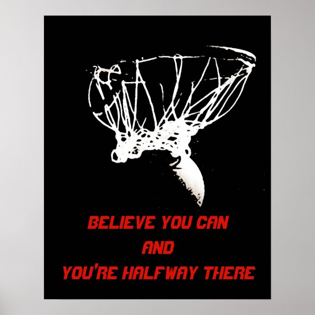 Poster de basquetebol Pop branco preto (Frente)