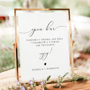 POSTER de Bebida de Bar Aberta por Caligrafia Eleg