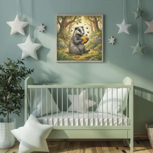 Poster de Berçário Animais da Floresta de Texugo F
