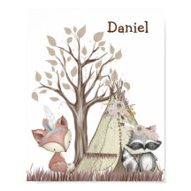 Poster de Berçário de Animais da Floresta Boho