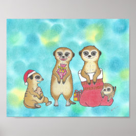 Poster de berçário de animais de Natal do suricata
