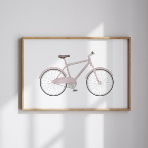 Poster de bicicleta cor-de-rosa com vintage