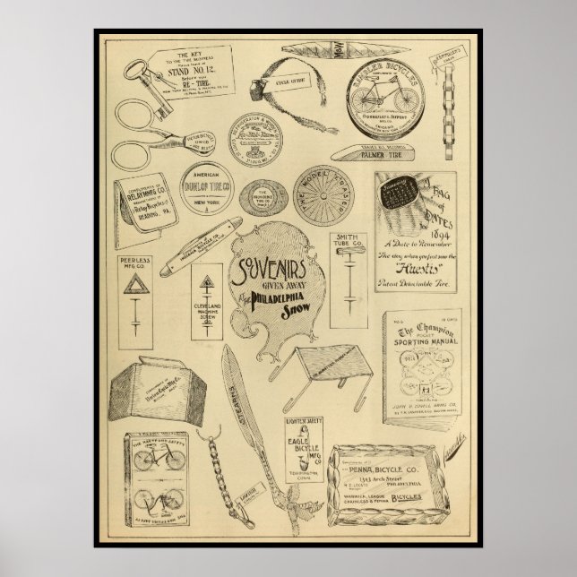 poster de Bicicleta Filadélfia de 1894 (Frente)