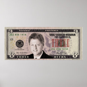 Poster de Bill Clinton $3 Bill