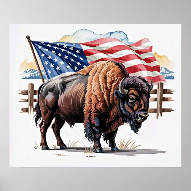 Poster de Bison Patriótico (Frente)