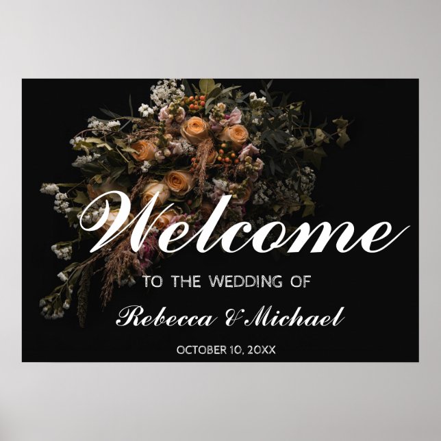 Poster de Boas-vindas ao Casamento Floral de Vinta (Frente)