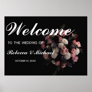 Poster de Boas-vindas ao Casamento Floral de Vinta