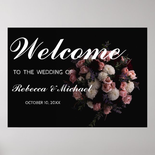 Poster de Boas-vindas ao Casamento Floral de Vinta (Frente)