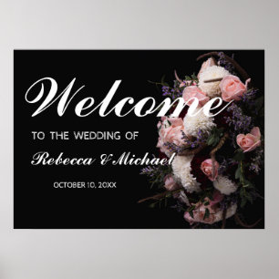 Poster de Boas-vindas ao Casamento Floral de Vinta