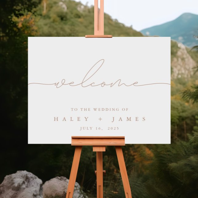 Poster de Boas-vindas ao Casamento Moderno de Ivor (Minimalist Modern Ivory Wedding Welcome Poster)