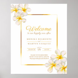 Poster de boas-vindas ao casamento tropical de fra