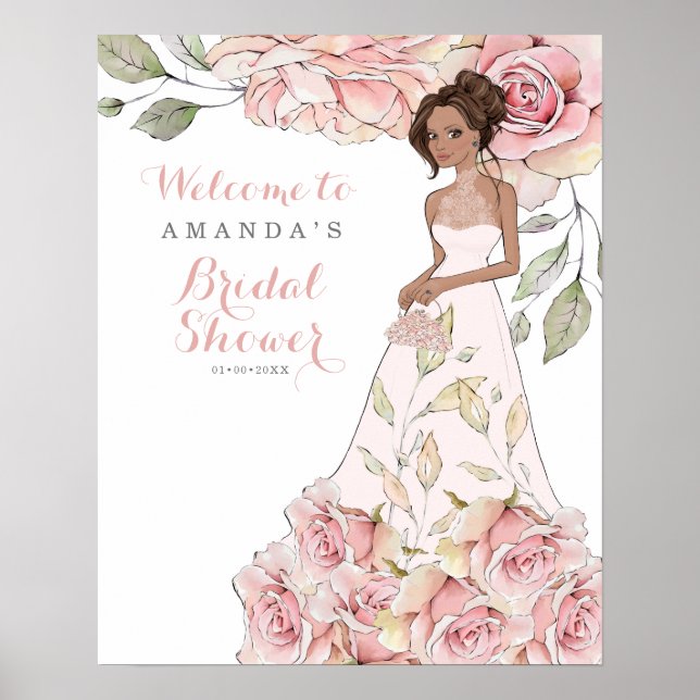 Poster de Boas-vindas ao Chá de panela Rosa Rosa R (Frente)
