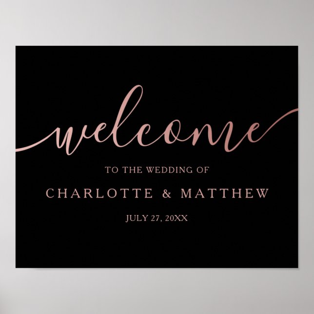 Poster de Boas-vindas ao rosa Dourado Calliografia (Frente)