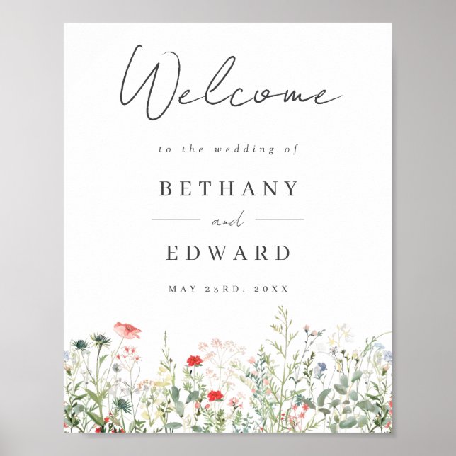 Poster de Boas-vindas ao Wildflower Meadow Wedding (Frente)
