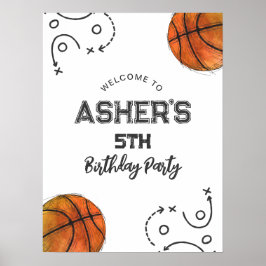 Poster de Boas-Vindas de Aniversário de Basquete d