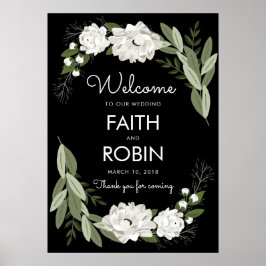 Poster de Boas-vindas do Casamento Floral Branco