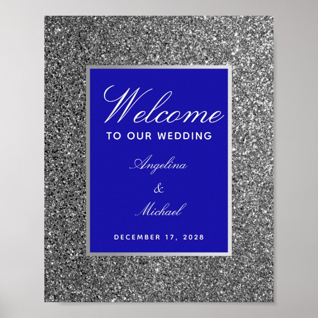 Poster de Boas-vindas do Casamento Real Blue Silve (Frente)