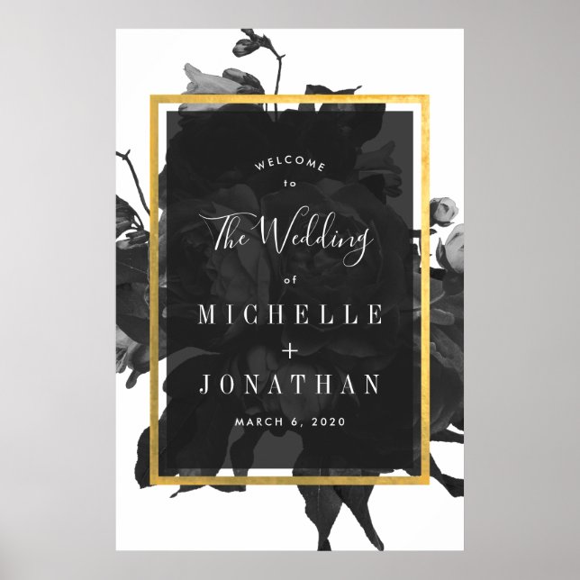 Poster de Boas-Vindas do Casamento Rosa Dourada Ne (Frente)