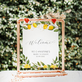 Poster de boas-vindas do Chá de fraldas Lemon Summ