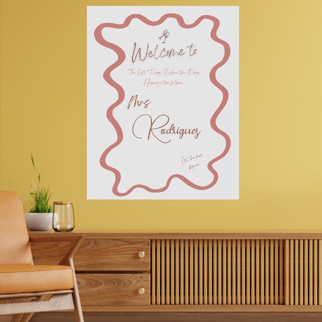 Poster de boas-vindas do Chá de panela rosa elegan (Sala de Estar 2)