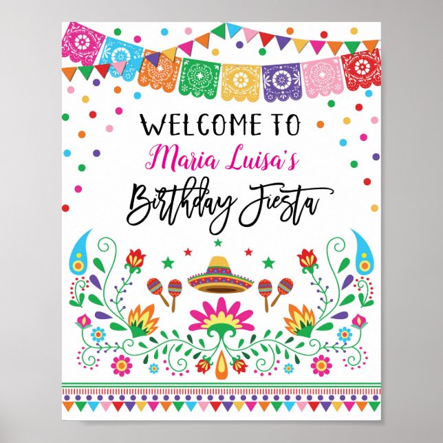 Poster de Boas-vindas do México Fiesta Birthday Ca (Frente)