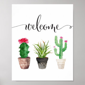 Poster de boas-vindas do Watercolor Succults