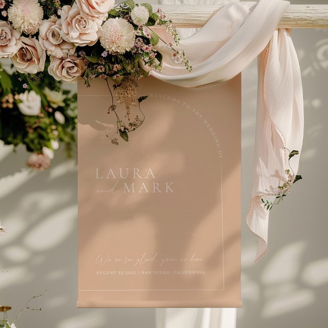 Poster de Boêmia Moderna Boêmia do Arch de Tan (Modern Bohemian Tan Arch Wedding Welcome Poster)
